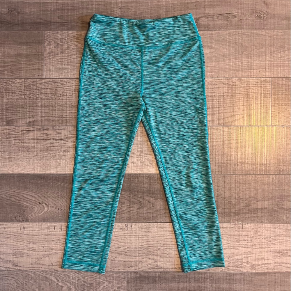Athletic Works Cropped Leggings (Green/Aqua Heathered)